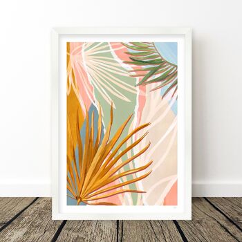 Feuilles de palmier Impression d'art abstrait A4 21 x 29,7 cm 4