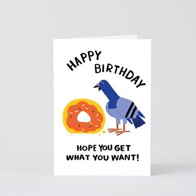 Scheda di buon compleanno - Lucky Pigeon