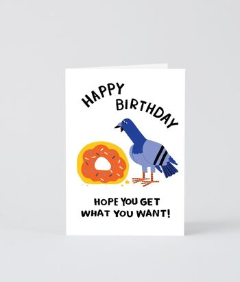 Carte Joyeux Anniversaire - Pigeon Chanceux 1