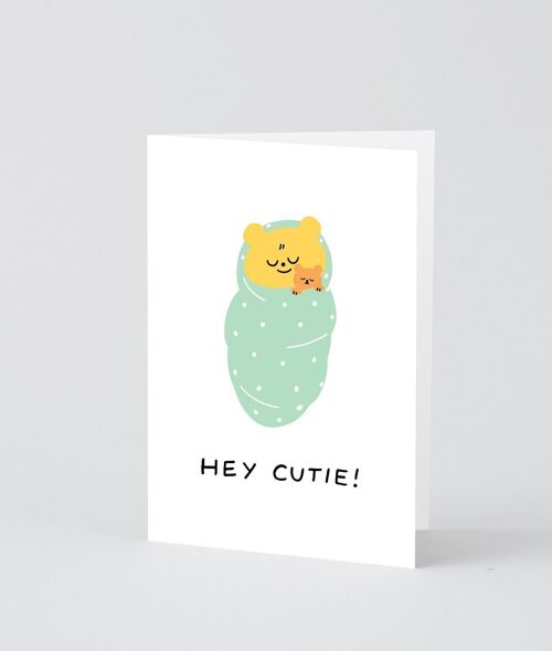 New Baby Card - Hey Cutie (baby bear)