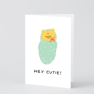 Nouvelle carte de bébé - Hey Cutie (bébé ours)