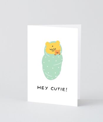 Nouvelle carte de bébé - Hey Cutie (bébé ours) 1