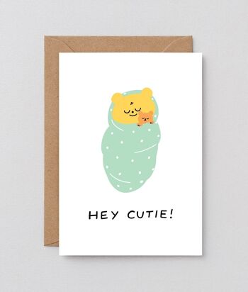Nouvelle carte de bébé - Hey Cutie (bébé ours) 2