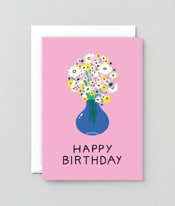 Carte Joyeux Anniversaire - Fleurs d'Anniversaire dans un Vase 2