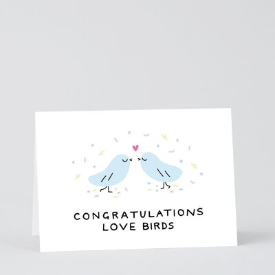 Tarjeta de boda y compromiso - Congrats Love Birds