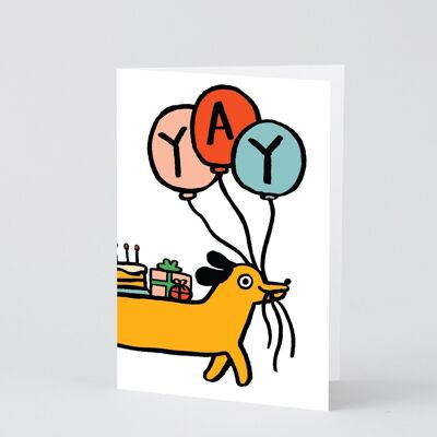 Happy Birthday Card - YAY Sausage Dog