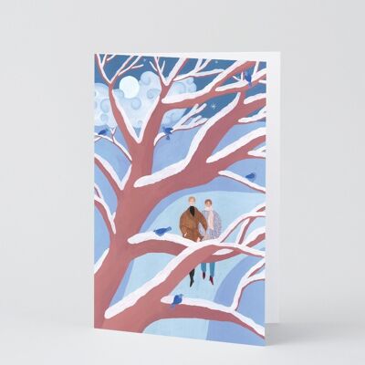 Biglietto d'auguri artistico - Uccellini dell'inverno