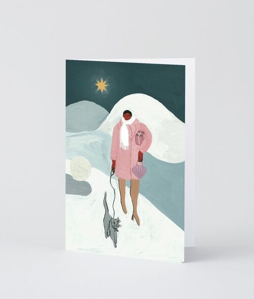 Art Greetings Card - Walk on a Christmas Night