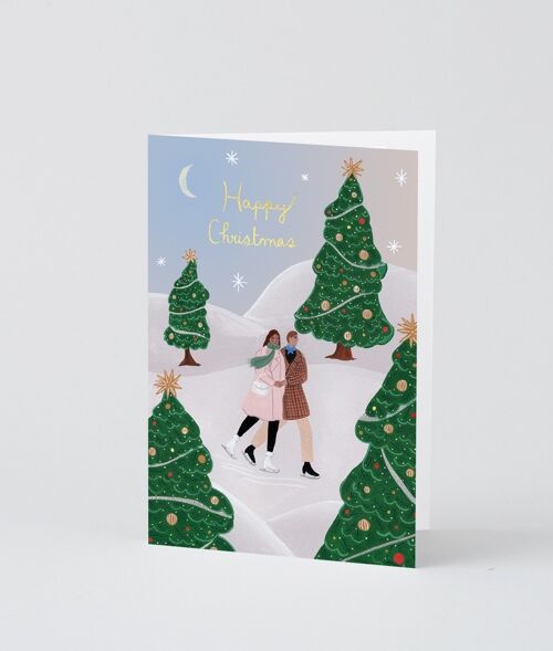 Christmas Greetings Card - Christmas Ice Skaters