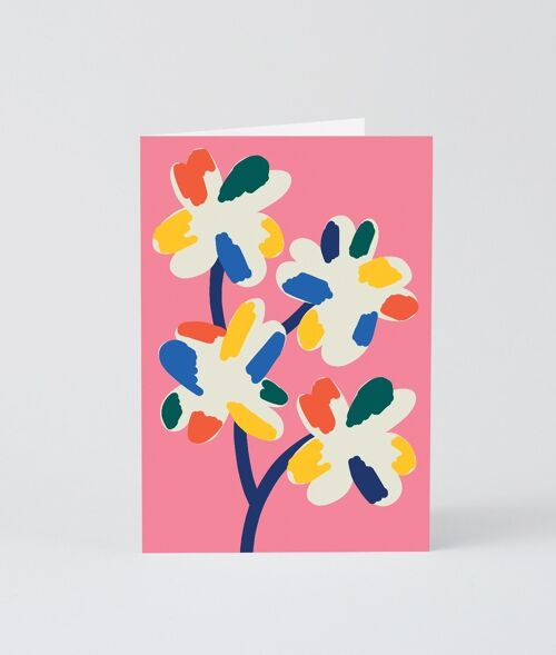 Art Greetings Card - Four Flowers