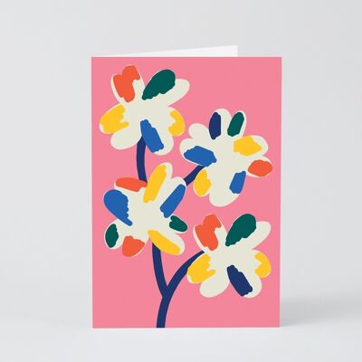 Art Greetings Card - Four Flowers