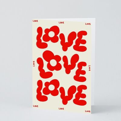Carte d'amour et d'amitié - Love Love Love - En relief