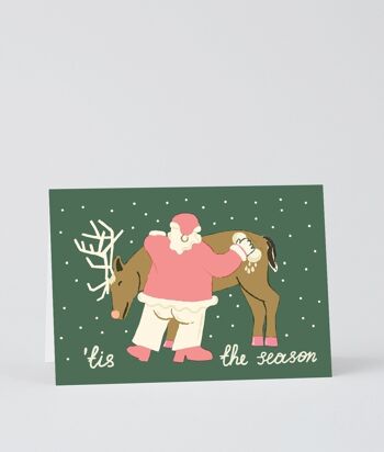 Carte de voeux de Noël - Père Noël et Rodolphe 1