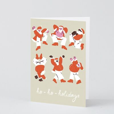 Christmas Greetings Card - Dancing Santas