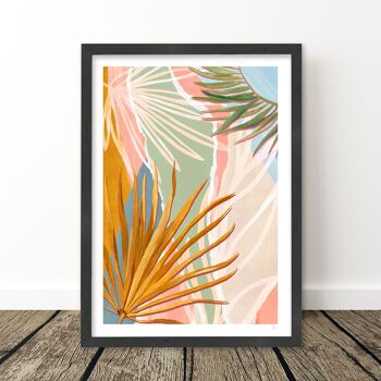 Feuilles de palmier Impression d'art abstrait A3 29,7 x 42 cm 5
