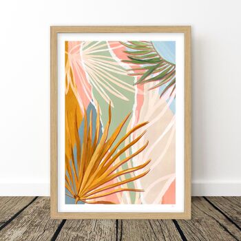Feuilles de palmier Impression d'art abstrait A3 29,7 x 42 cm 6