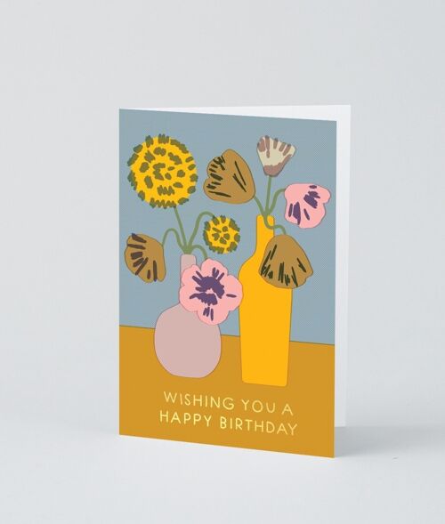 Happy Birthday Card - HB Flowers In Vase