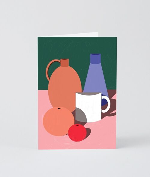 Art Greetings Card - Objects & Oranges