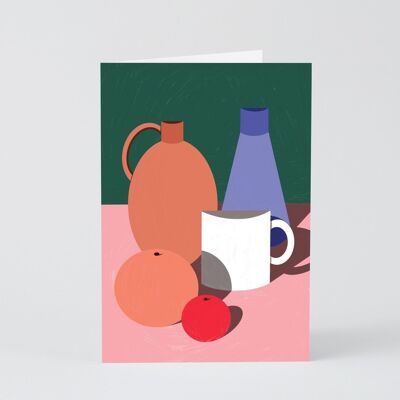 Art Greetings Card - Objects & Oranges