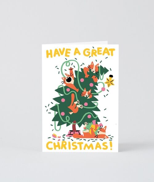 Christmas Greetings Card - Great Christmas Cats - Embossed