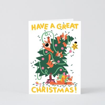 Weihnachtsgrußkarte – tolle Weihnachtskatzen – geprägt
