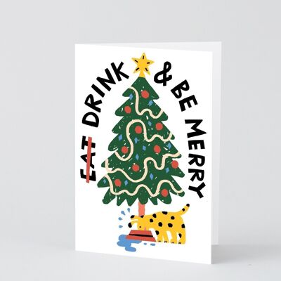Weihnachtsgrußkarte – Drink and be Merry – geprägt
