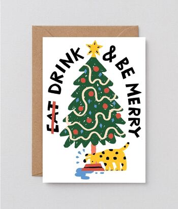 Carte de voeux de Noël - Buvez et soyez joyeux - En relief 2
