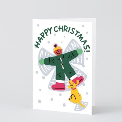 Christmas Greetings Card - Snow Angel - Embossed