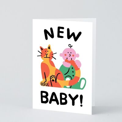 New Baby Card - Baby and Cat