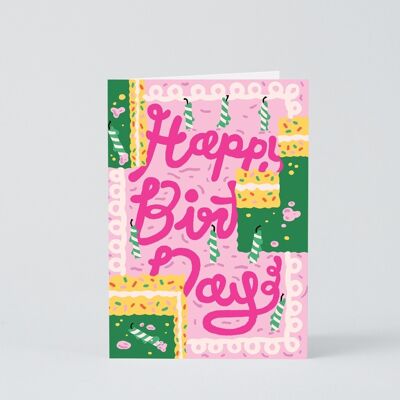 Tarjeta de feliz cumpleaños - Pastel de cumpleaños rosa