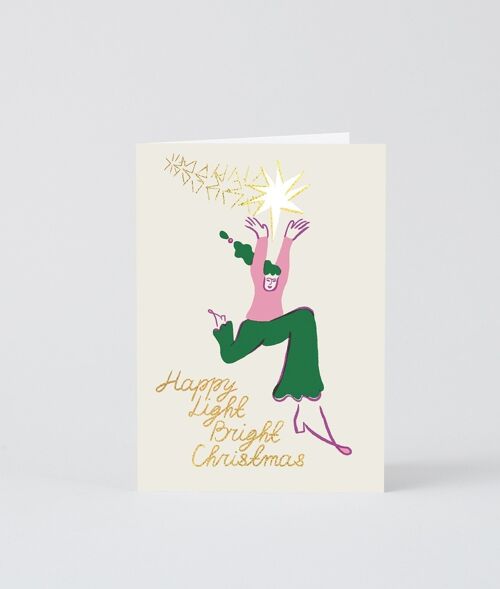 Christmas Greetings Card - Happy Light Bright Christmas