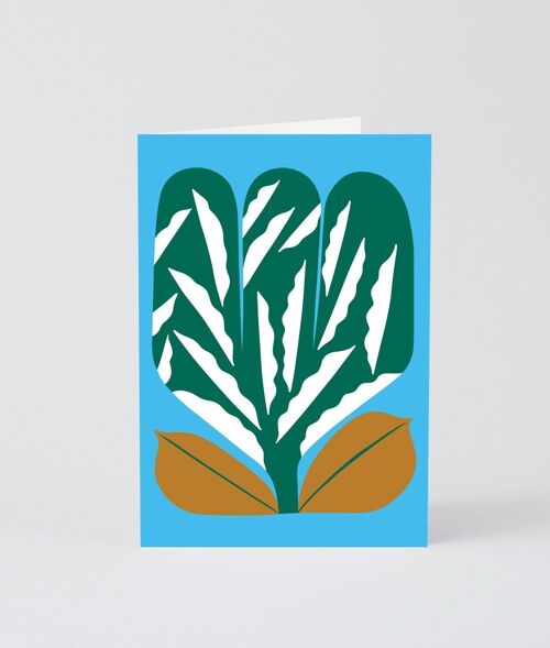 Art Greetings Card - Green Flower