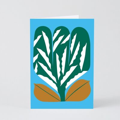 Kunst-Gruß-Karte - grüne Blume