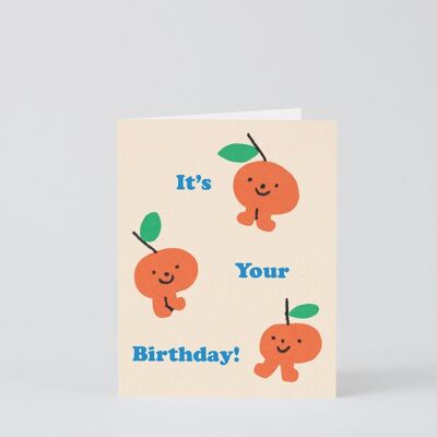 Scheda di buon compleanno per bambini - arance di compleanno