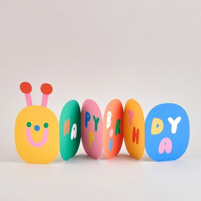 Happy Birthday Kinder-Klappkarte – Caterpillar Klappkarte