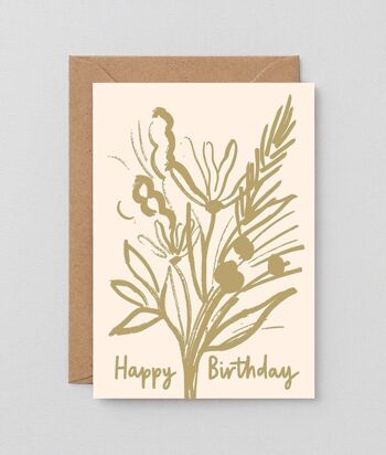 Carte d'anniversaire typographique - Bouquet d'anniversaire 2