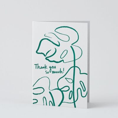 Tarjeta de agradecimiento tipográfica - Gracias Monstera