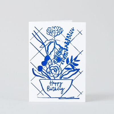 Tarjeta de cumpleaños tipográfica - Arreglo floral de cumpleaños