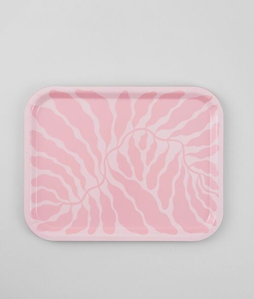 Rectangle Art Tray - Pink Leaves