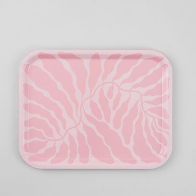 Vassoio d'arte rettangolare - Foglie rosa