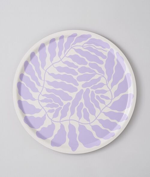 Round Art Tray - Leaves Lilac