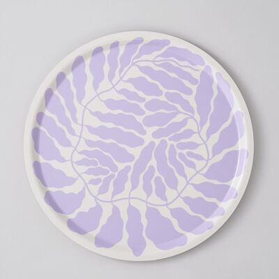 Round Art Tray - Leaves Lilac