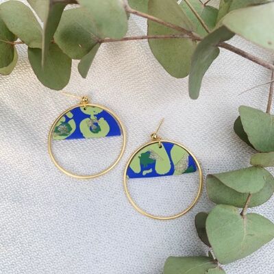 Coco Blue & Green Large Hoop Ball Stud Earring