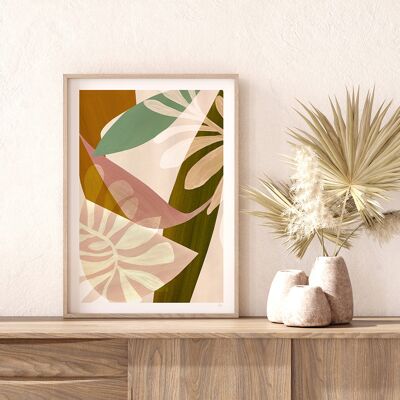 Earth Tone Abstract Leaf Art Print A4 21 x 29.7cm