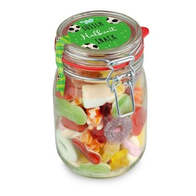 Midi Glas Süßer Halbzeit Snack Süßigkeiten Fussball Geschenk