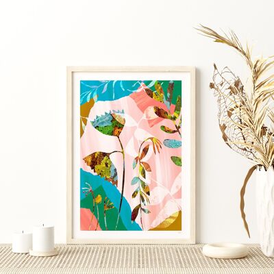 Colourful Flower Art Print A4 21 x 29.7cm