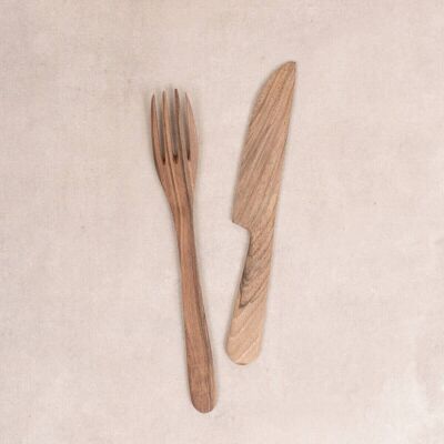 Set coltelli e forchette in legno di noce