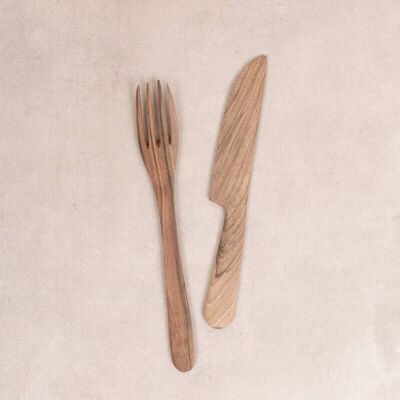 Walnut Wood Knife and Fork Set