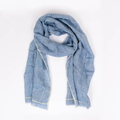 Linen Scarf, Indigo and Lemon