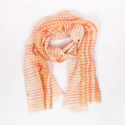 Linen Scarf, Mustard and Orange Check